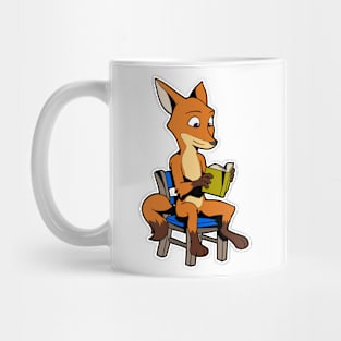 Cartoon Fox reading Book Mug